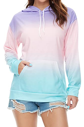 YOCUR Women's Tie-Dye Puff Sleeve Pullover Shirt