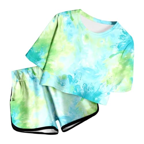 Moire T-Shirt and Short Set for Girls Classic Summer 2-Piece Tracksuit