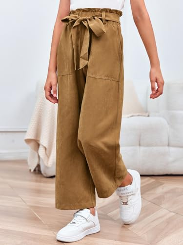 Meikulo Girls High-Waisted Wide Leg Pants 7-14 Years