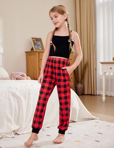 Girls Plaid Pajama Pants with Pockets