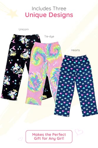 Mad Dog Concepts Girls' 2/3 Pack Soft Micro Fleece Sleepwear Pants, Sizes 6-16