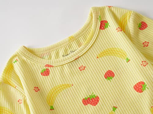 Girls' Floral Fruit Tee & Pants Spring Pajama Set 2T-10