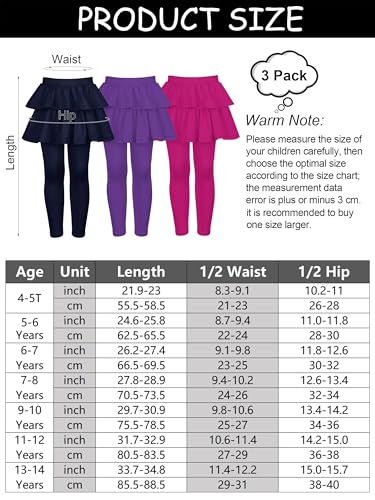 Girls' Uniform Pants with Ruffle Skirts 4-14 Years